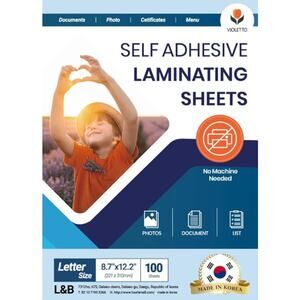 Self Stick Laminating Sheets, Pack of 100, No Heat, No Machine, Peel and Stick